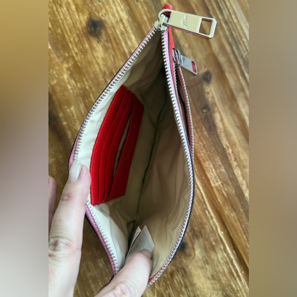 J. Crew Leather Clutch/Pouch in red with pink accents - Picture 5 of 6